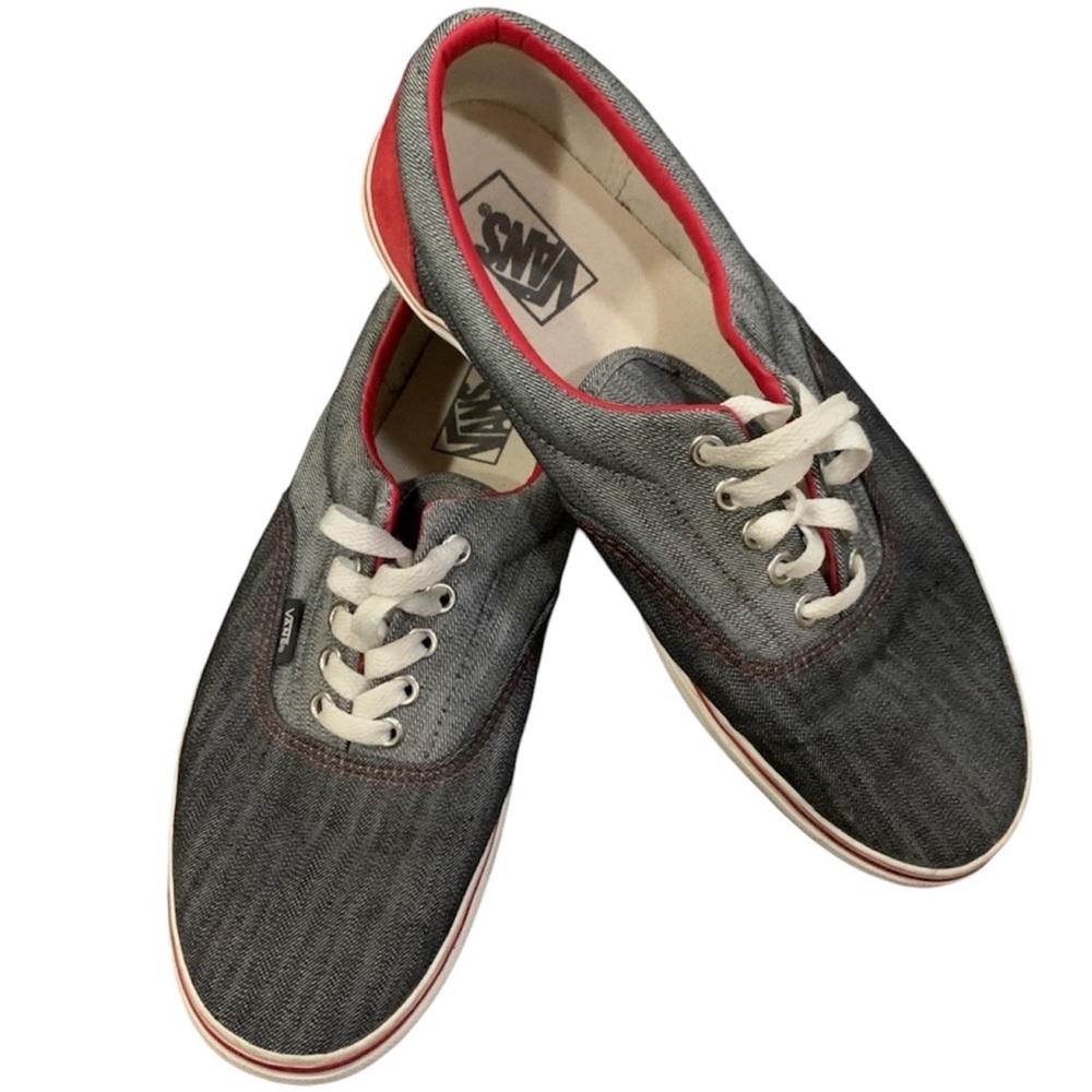 NOT for SALE Vans Classic black brushed denim & Red lace up sneakers